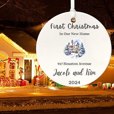 New Address 2 Personalized 2024 Ornament, Custom Quality Lasting Ceramic Keepsake, First Christmas Nostalgic Remembrance Heirloom Gift