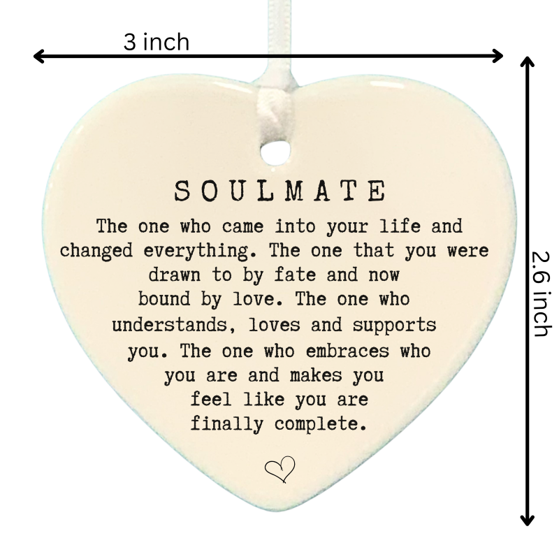 3" Heart Shaped Ceramic Ornament – Soulmate- Romantic Keepsake Engagement, Wedding, or Anniversary 3" Heart Shaped Ceramic Ornament – Soulmate- Romantic Keepsake Engagement, Wedding, or Anniversary