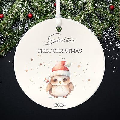 Personalized Baby 1st Christmas Ornament 2, 2024 Keepsake, Custom Girls and Boys, Baby Name Gift