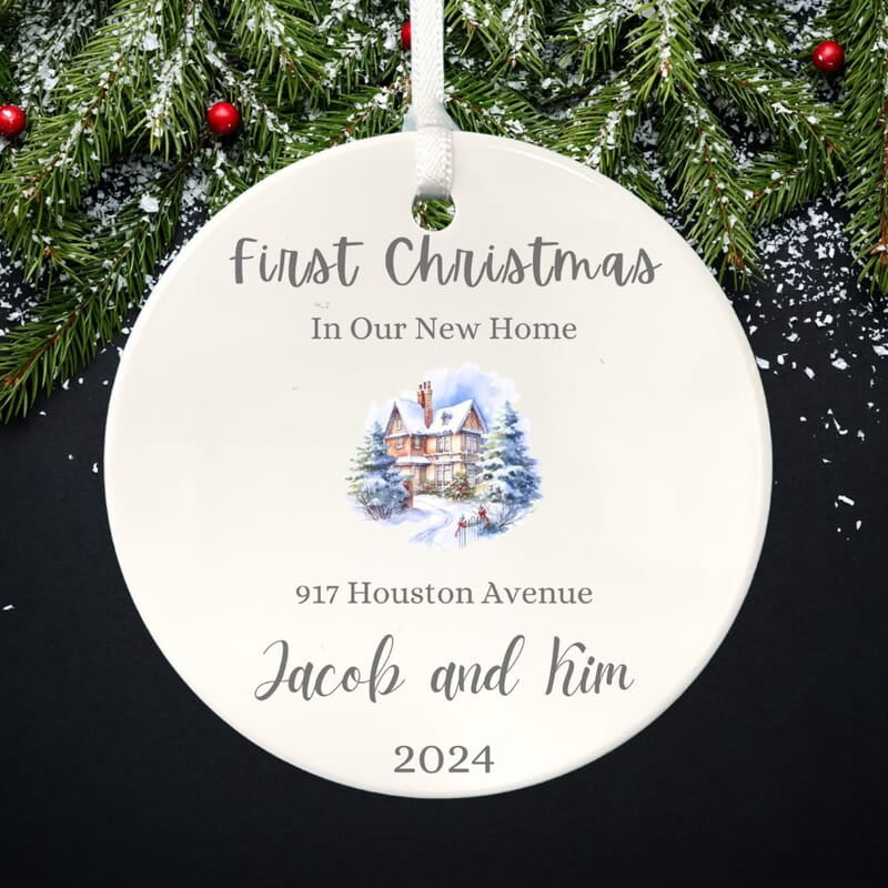 New Address 2 Personalized 2024 Ornament, Custom Quality Lasting Ceramic Keepsake, First Christmas Nostalgic Remembrance Heirloom Gift