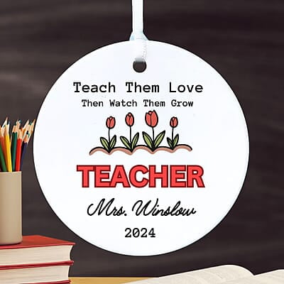 Teacher 2 Personalized 2024 Ceramic Ornament, Perfect Thank You Gift, Custom Quality Keepsake Heirloom Memento