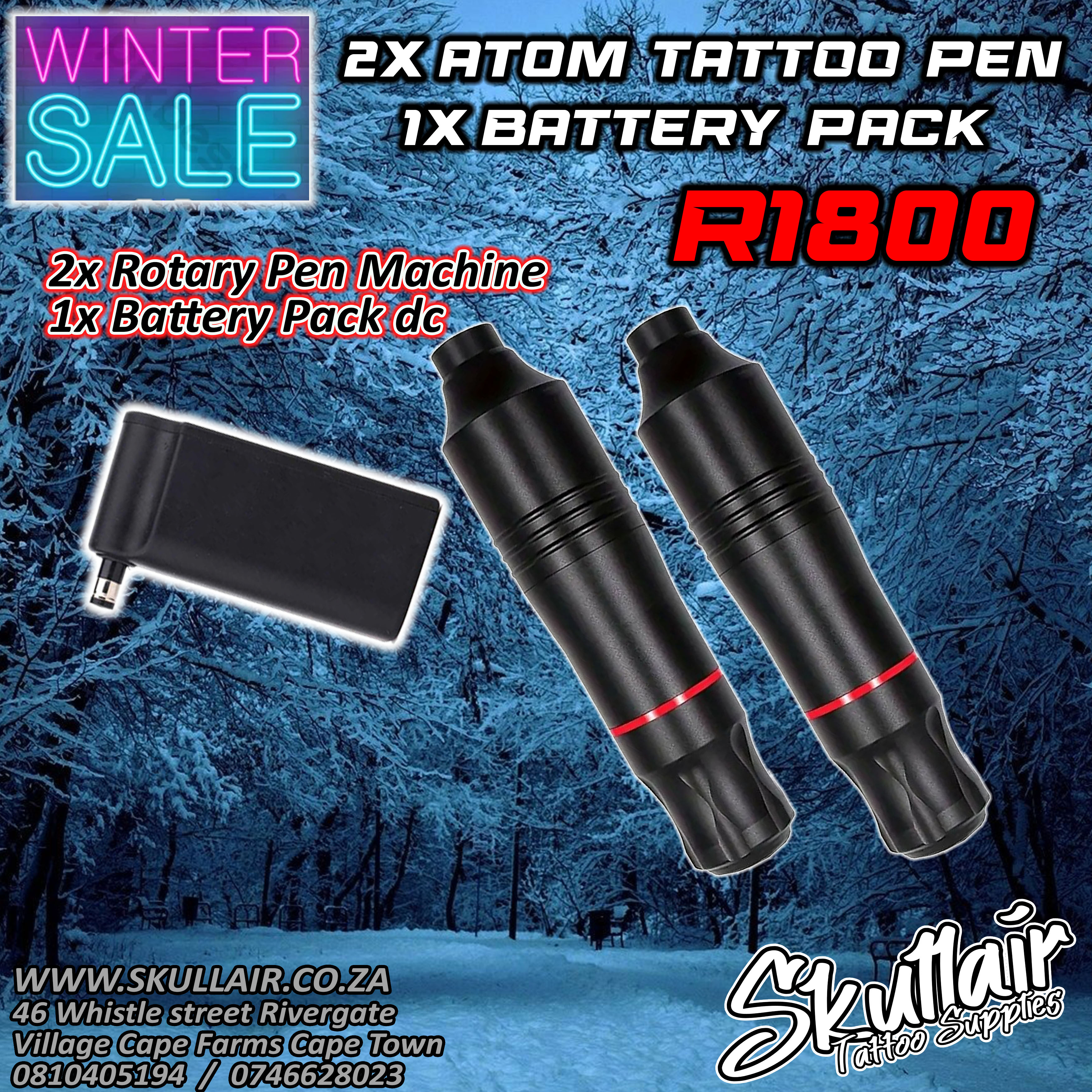 2 Atom Tattoo Pen + 1 Battery Combo