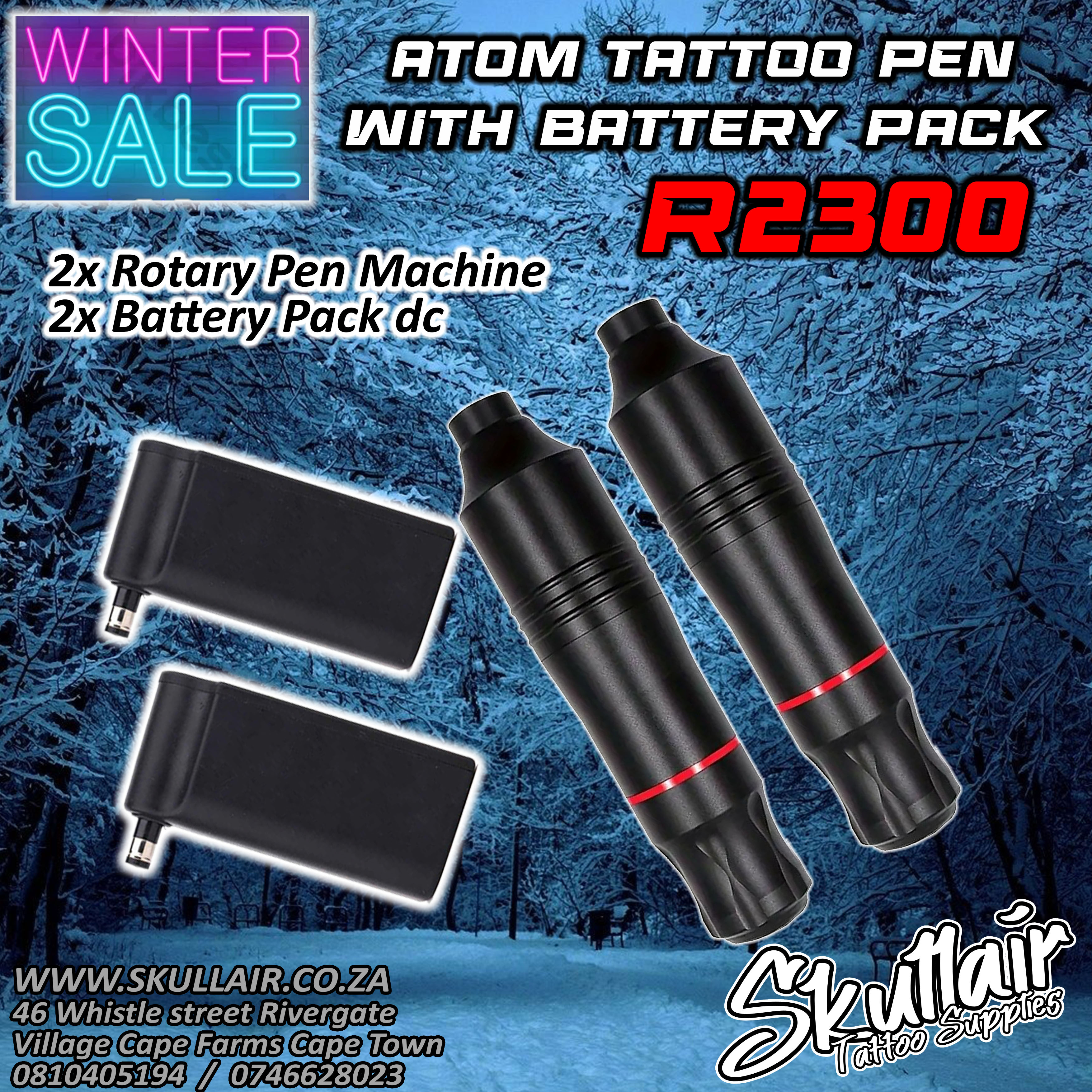 2 Atom Tattoo Pen + 2 Battery Combo