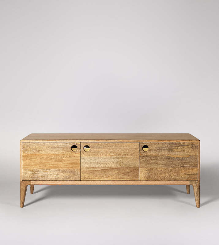 Mid-Century Modern Mango Wood Media Console - 3-Door TV Stand Mid-Century Modern Mango Wood Media Console - 3-Door TV Stand