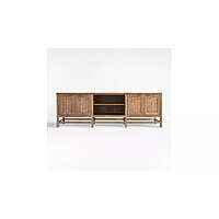 Boho Rattan & Light Wood Sideboard | Mid-Century Style Media Console Boho Rattan & Light Wood Sideboard | Mid-Century Style Media Console
