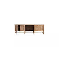 Boho Rattan & Light Wood Sideboard | Mid-Century Style Media Console Boho Rattan & Light Wood Sideboard | Mid-Century Style Media Console