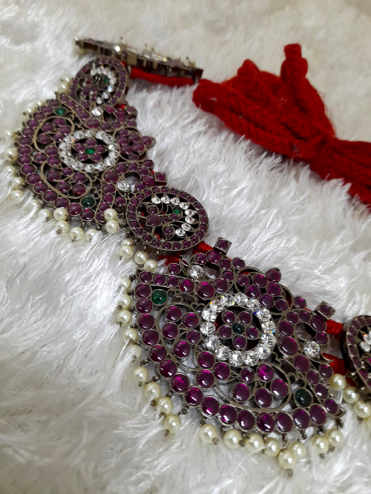 Panchalokam Margam Black Finish Kempstones Oddiyanam | Traditional Temple Jewellery Waistbelt