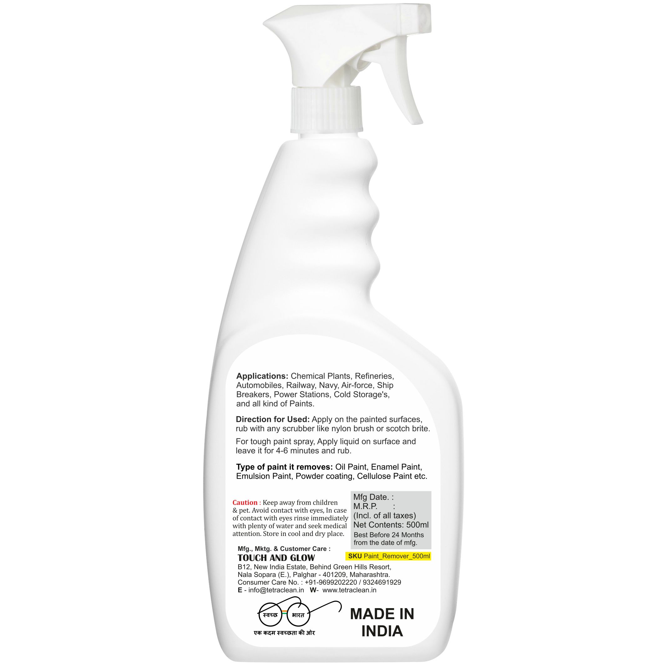 TetraClean Paint Remover / Oil paint / Enamel Paint Remover / Cleans Tough Painted Surface (500 ml) TetraClean Paint Remover / Oil paint / Enamel Paint Remover / Cleans Tough Painted Surface (500 ml)