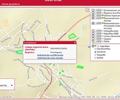 Alertas geográficas en la situación registral de la/s finca/s contratada/s. Alertas geográficas en la situación registral de la/s finca/s contratada/s.