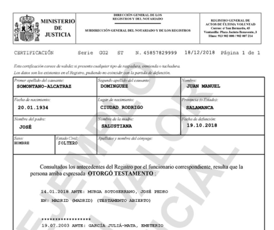 Certificado de Últimas Voluntades online Certificado de Últimas Voluntades online