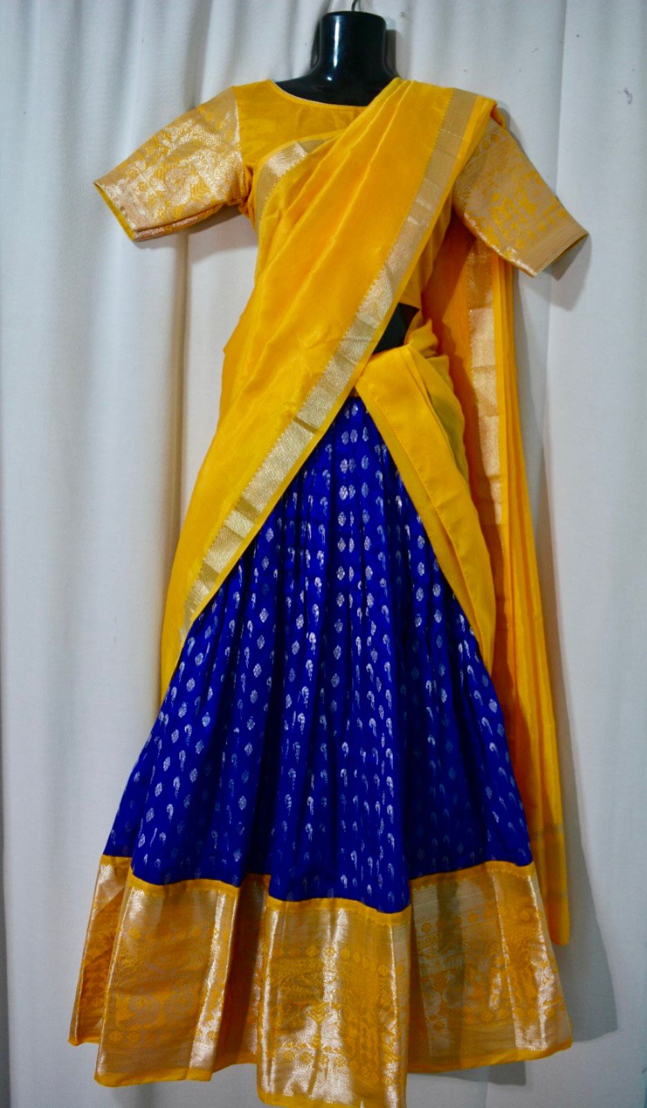 P500: Beautiful Pure Handloom Mangalagiri Lehanga Set