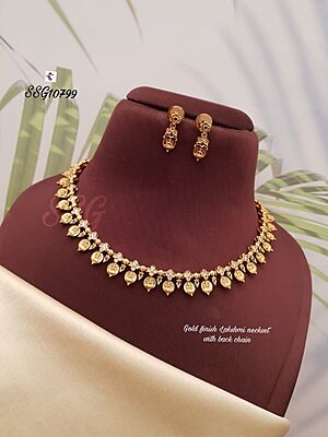F02: Beautiful Gold Finished Lakshmi Devi Necklace Set