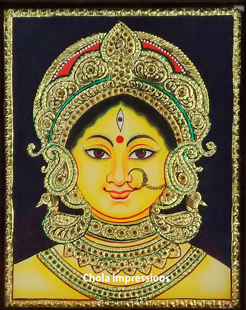 Devi Durga - Bengal Style Tanjore Painting - Various sizes