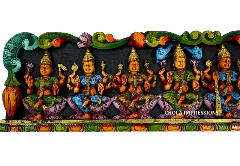 Ashta Lakshmi Multi colour Wooden Panel - Wall Mount
