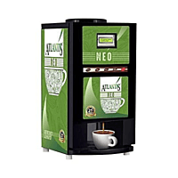 Modern tea and coffee vending machine with four selection options. Modern tea and coffee vending machine with four selection options.