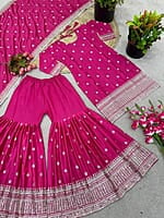 B162: Beautiful 3 PC Chinnon Plazzo Set