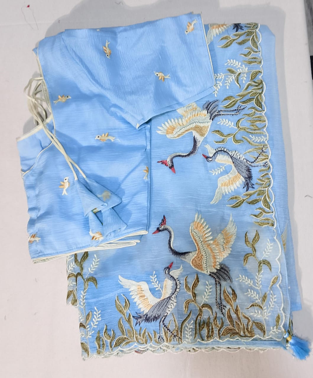 C150: Ready To Ship Beautiful Organza Saree With Stitched Blouse