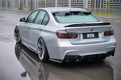 BMW F30 / F35 M-Tech GV Style Carbon Fiber Rear Lip with Diffuser & Caps (2013–2019) BMW F30 / F35 M-Tech GV Style Carbon Fiber Rear Lip with Diffuser & Caps (2013–2019)