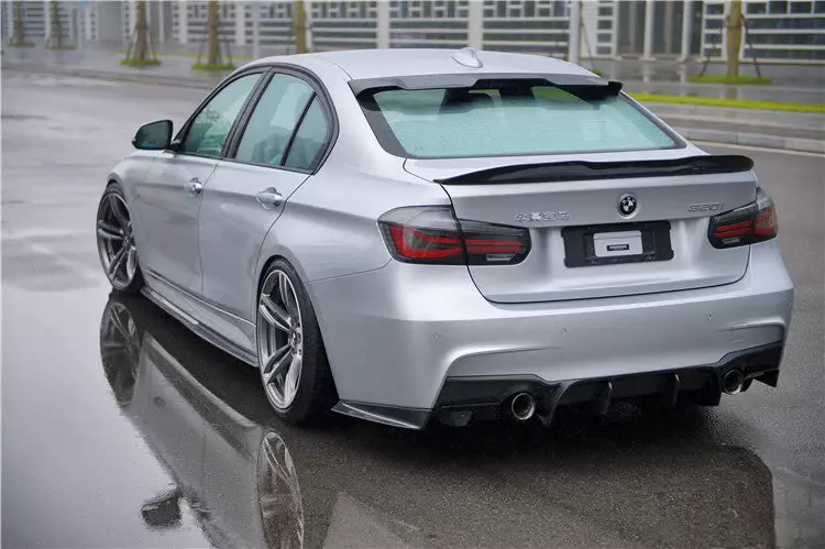 BMW F30 / F35 M-Tech GV Style Carbon Fiber Rear Lip with Diffuser & Caps (2013–2019) BMW F30 / F35 M-Tech GV Style Carbon Fiber Rear Lip with Diffuser & Caps (2013–2019)