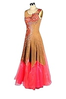 Beautiful Nude Bodice Coral Smooth Dress