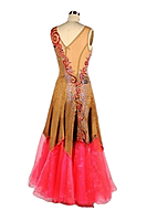 Beautiful Nude Bodice Coral Smooth Dress