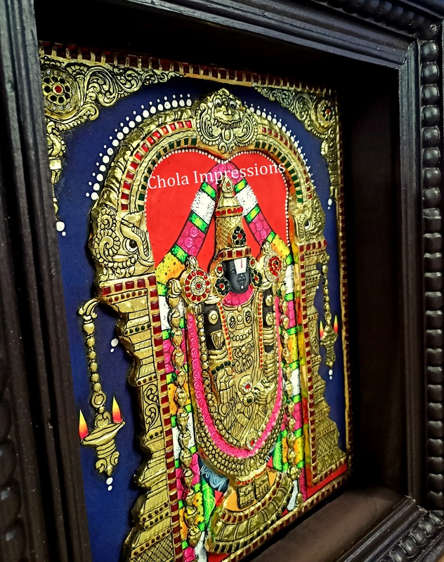 Super Embossed Statue-like Balaji Tanjore Painting - Medium Size