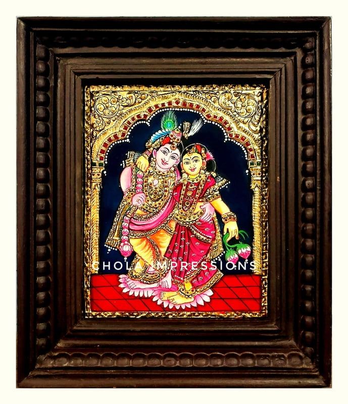 Traditional Standing Radha Krishna Tanjore Painting