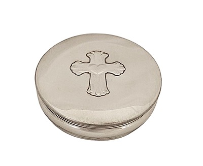 Cross Hinged 3.5""Pewter Box. SKU #: EB14709/90. Cross Hinged 3.5""Pewter Box. SKU #: EB14709/90.