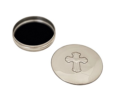 Cross Hinged 3.5""Pewter Box. SKU #: EB14709/90. Cross Hinged 3.5""Pewter Box. SKU #: EB14709/90.