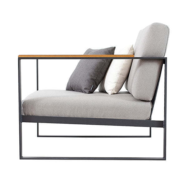 Modern Outdoor Lounge Chair | Grey Fabric & Metal Frame Patio Seating Modern Outdoor Lounge Chair | Grey Fabric & Metal Frame Patio Seating
