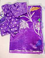 D200: Ready To Ship Beautiful Chinnon  Silk Saree With  Stitched Blouse