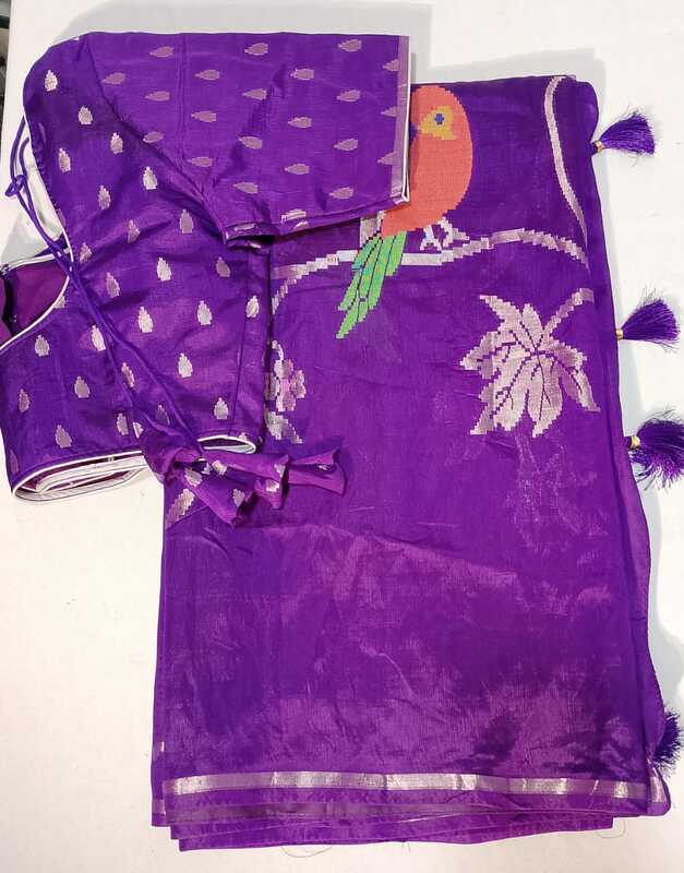 E3:Ready To Ship Beautiful Chinnon  Silk  Saree With Stitched Blouse
