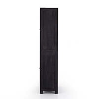 Oxnard Black Solid Wood Bookshelf With Rattan Door Oxnard Black Solid Wood Bookshelf With Rattan Door