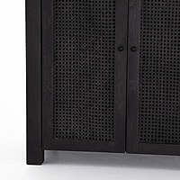 Oxnard Black Solid Wood Bookshelf With Rattan Door Oxnard Black Solid Wood Bookshelf With Rattan Door