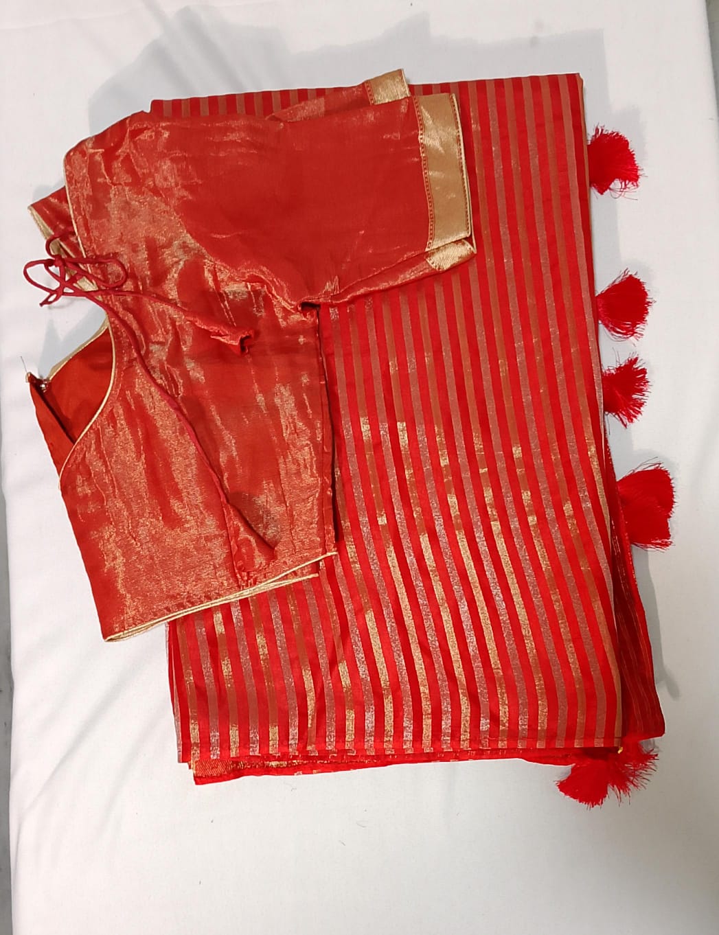 C142: Ready To Ship Beautiful Pure Banarasi Moonga Crepe Silk Saree With Stitched Blouse