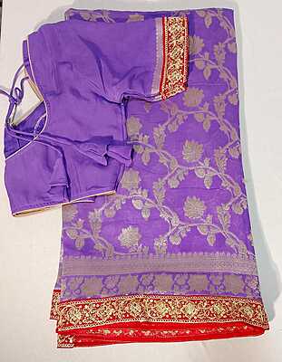 E5:Ready To Ship Beautiful Pure Kadhi Georgette Saree With Stitched Blouse