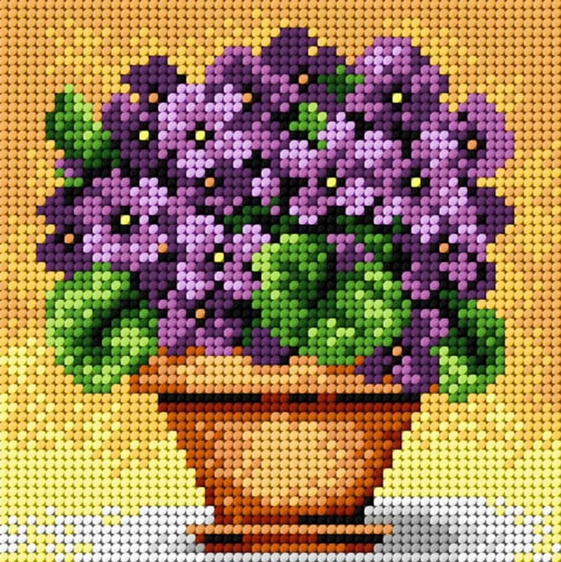 Kit ricamo mezzopunto 15x15 cm - Altro Vasetto con fiori Kit ricamo mezzopunto 15x15 cm - Altro Vasetto con fiori