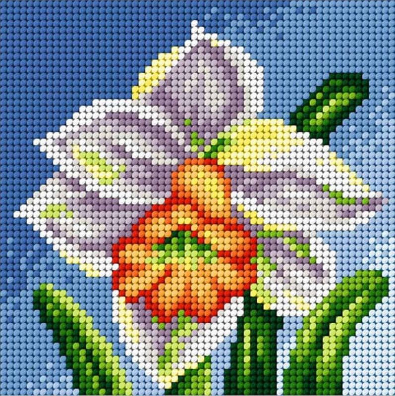 Kit ricamo mezzopunto 15x15 cm - Narciso Kit ricamo mezzopunto 15x15 cm - Narciso