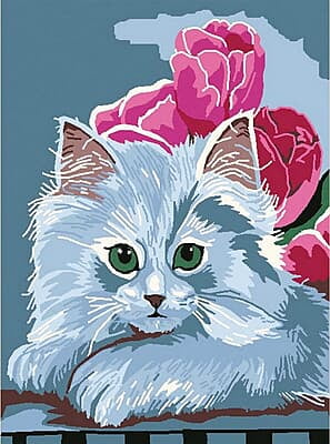 Gatto Kit ricamo mezzopunto 13x15 cm