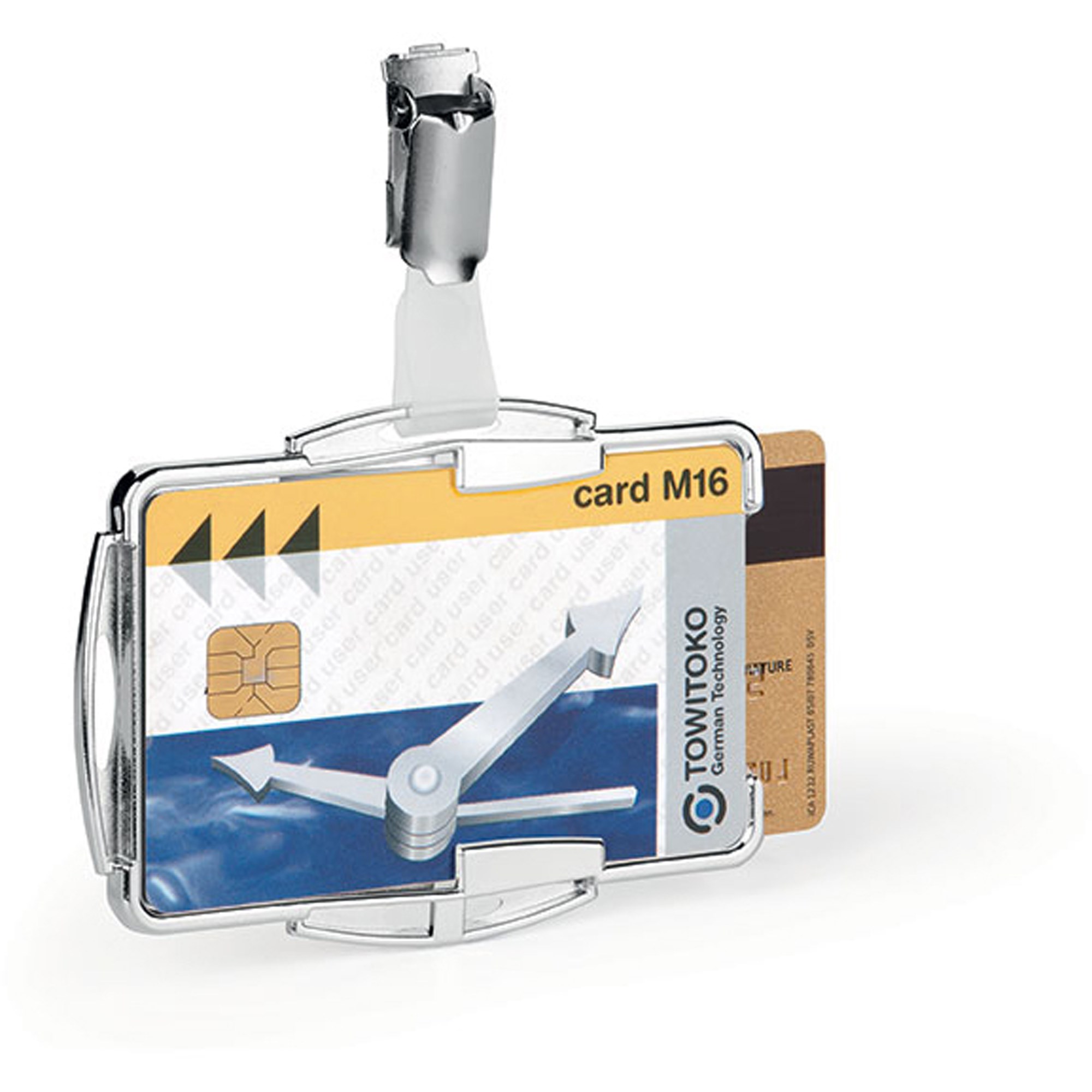 Durable RFID Secure ID Duo Card Holder With Clip Silver Pack  Of 10