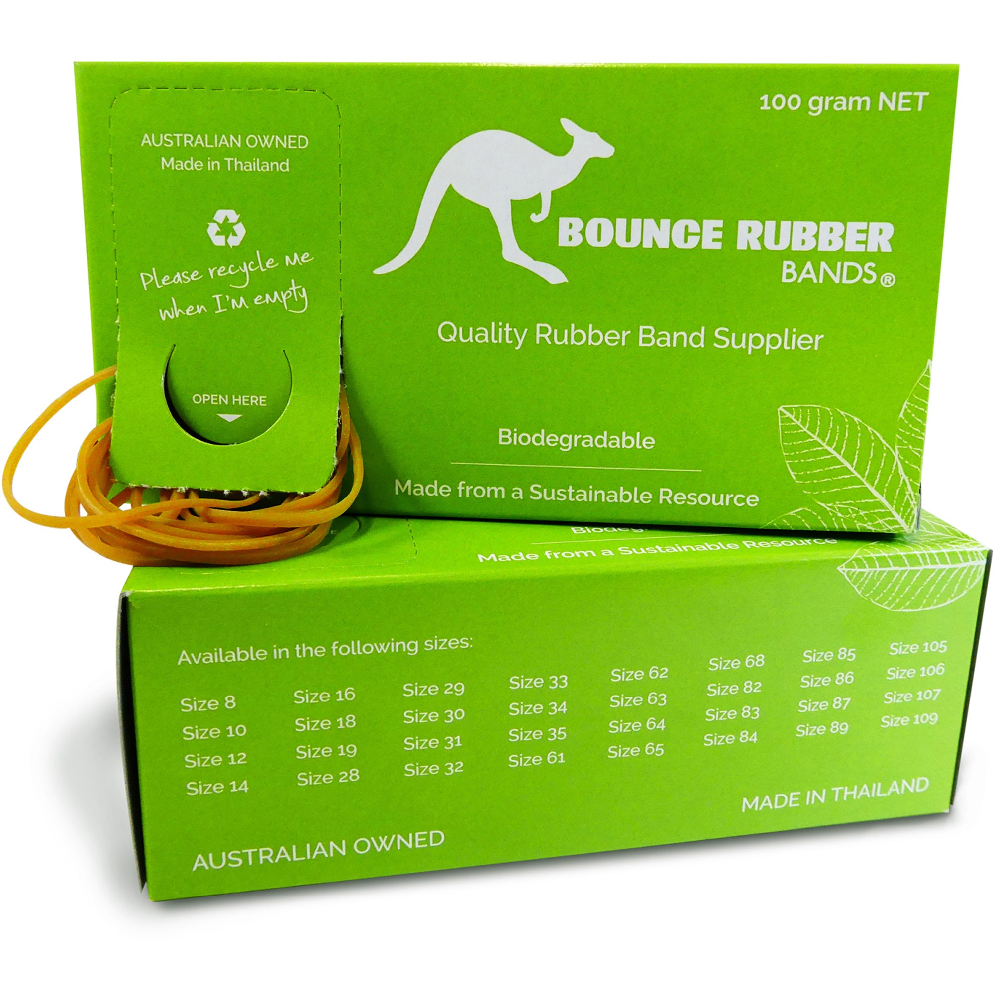 Bounce Rubber Bands Assorted Sizes Box 100gm