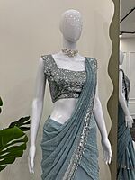 P620: Beautiful Designer Lehenga Style Georgette Sarees With Stitched Blouse P620: Beautiful Designer Lehenga Style Georgette Sarees With Stitched Blouse