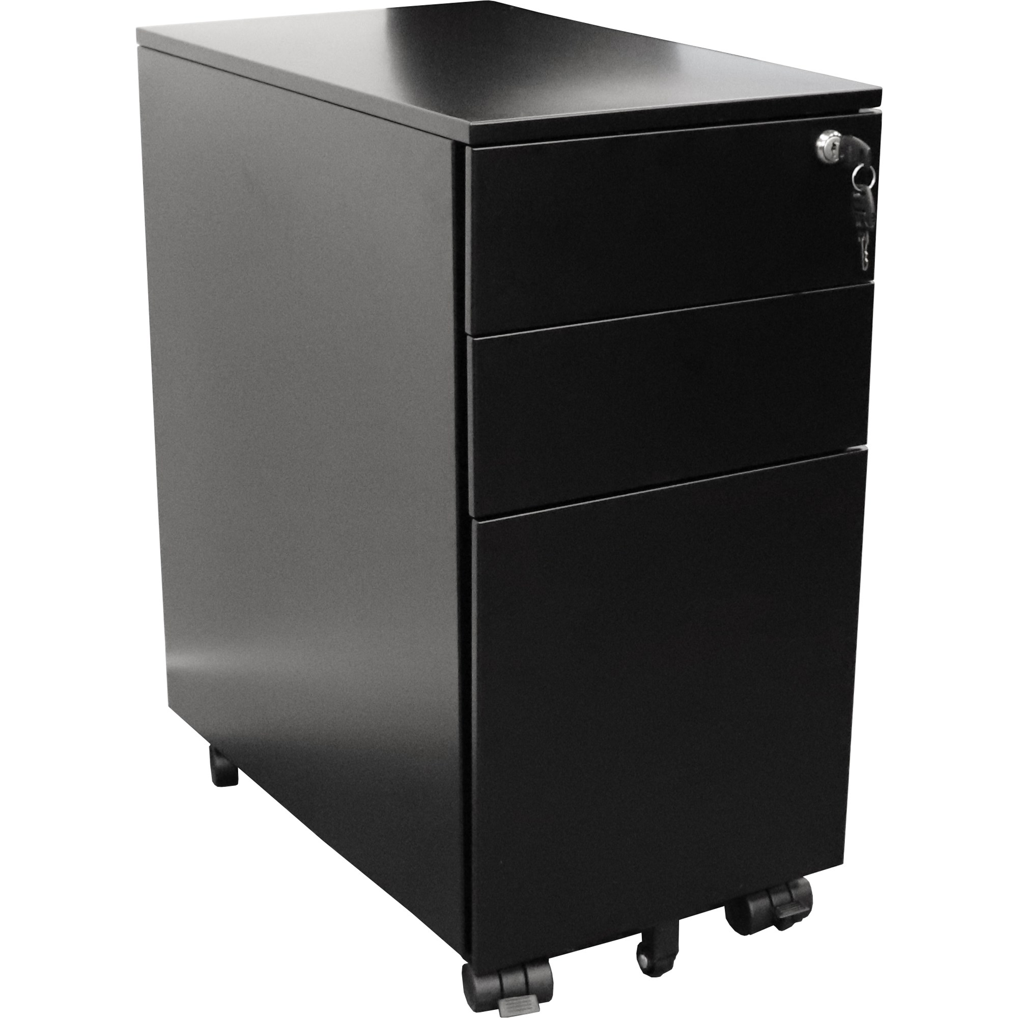 Rapidline Go Steel Slimline Mobile Pedestal 2 Drawer 1 File 300Wx475Dx610mmH Black