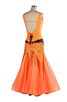 Bright Orange w/ Black Floral Appliques