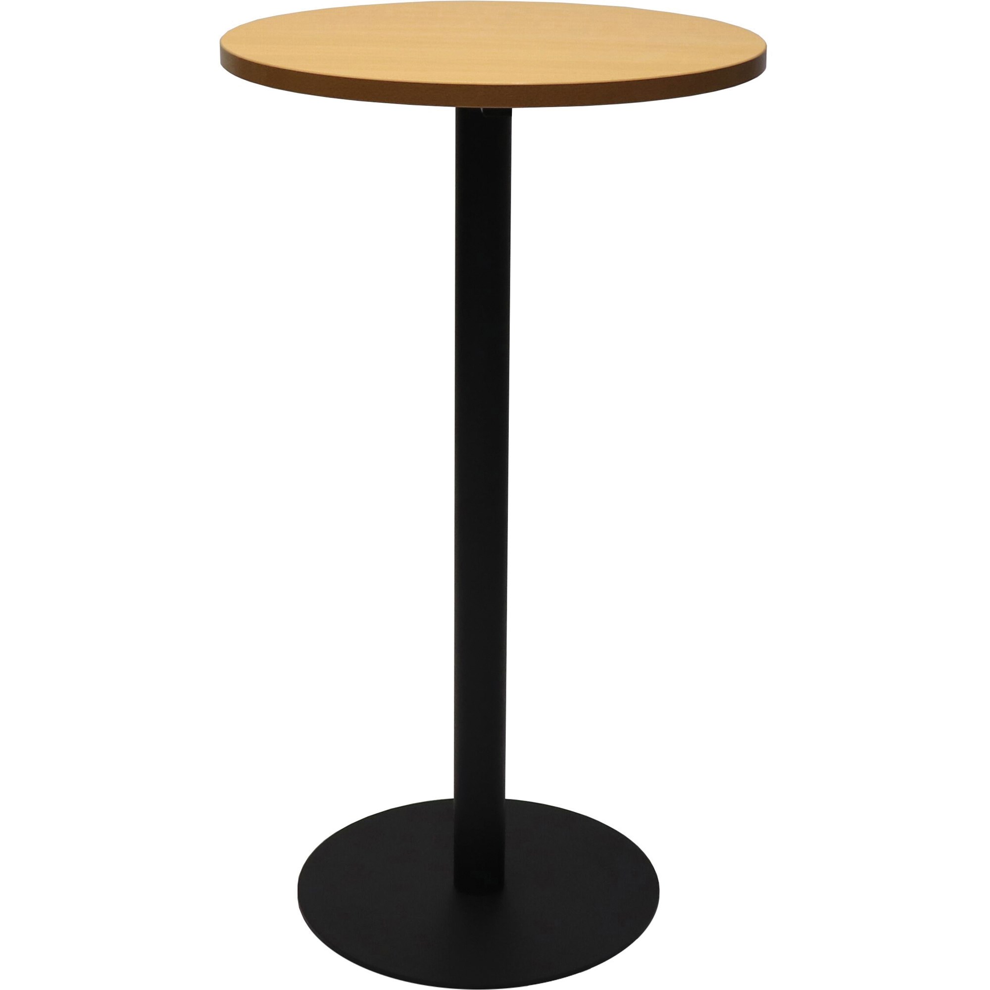 Rapidline Disc Base Dry Bar Table 600D x 1085mmH Beech Top Black Base