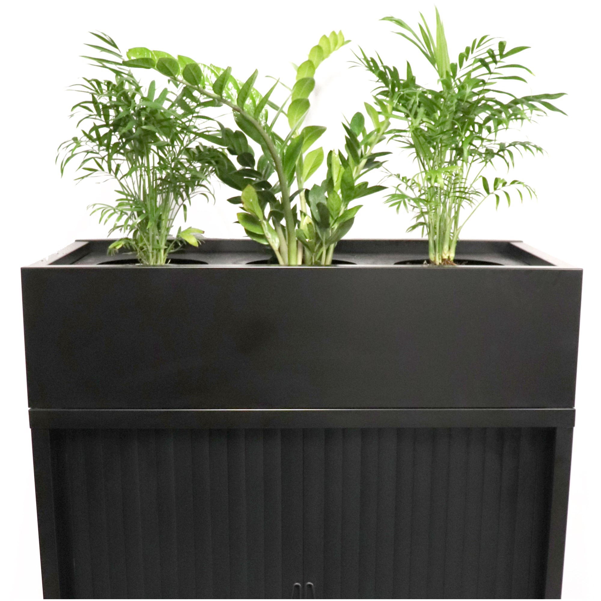 Rapidline Go Tambour Planter Box 1200W x 473D x 230mmH Includes Drip Tray Black