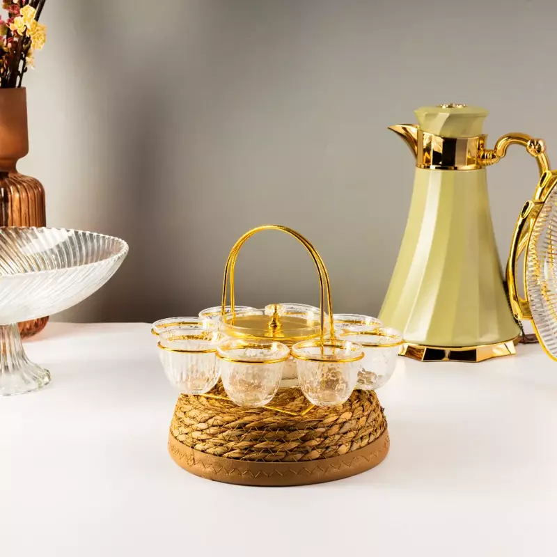 ستاند ضيافة مع 8 فناجين سادة