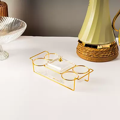 ستاند ضيافة مميز مع 4 فناجين سادة