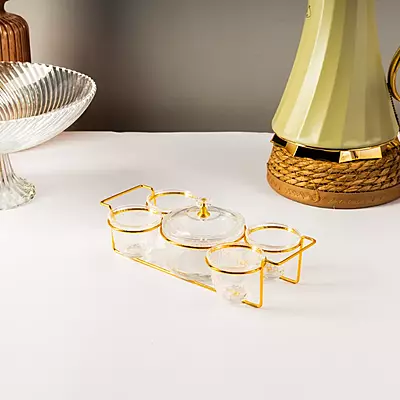 ستاند ضيافة مميز مع 4 فناجين سادة