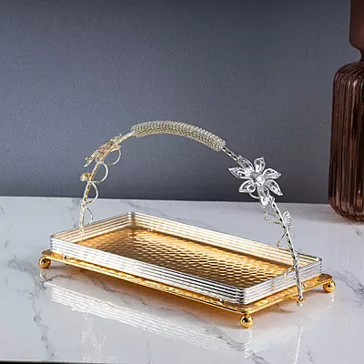 صينية تقديم ضيافة باللون الذهبي